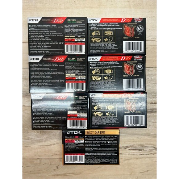 Vintage Mixed Lot Of 7 TDK Blank Audio Casstette Tapes Tipe I D60 D90 SA100 - Picture 2 of 5